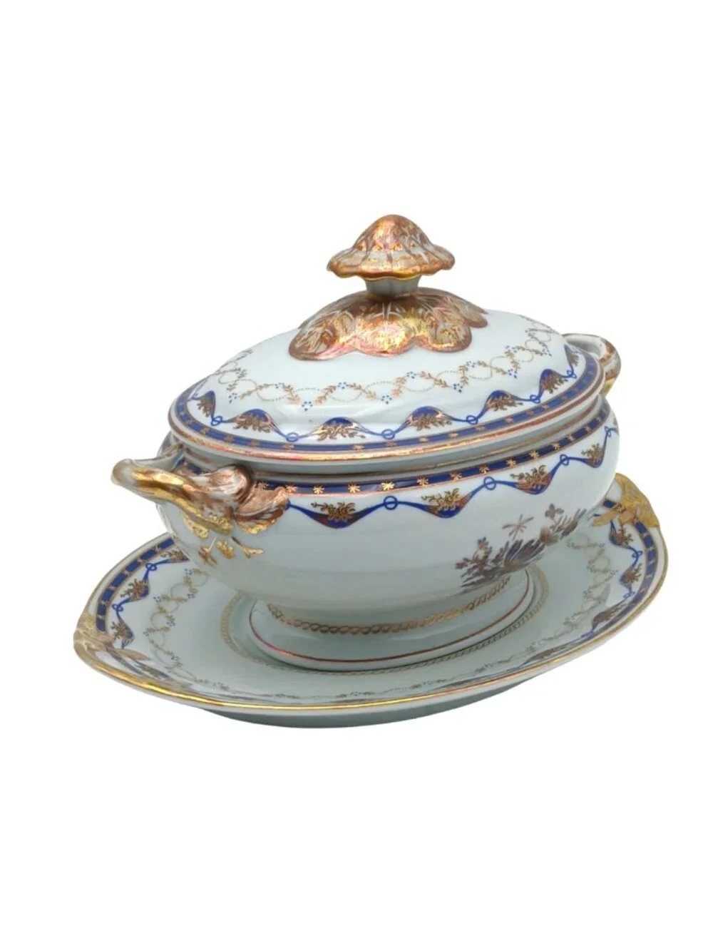 Vista Alegre Fontainebleau Covered Sauce Tureen & Underplate 22K Gold Portugal
